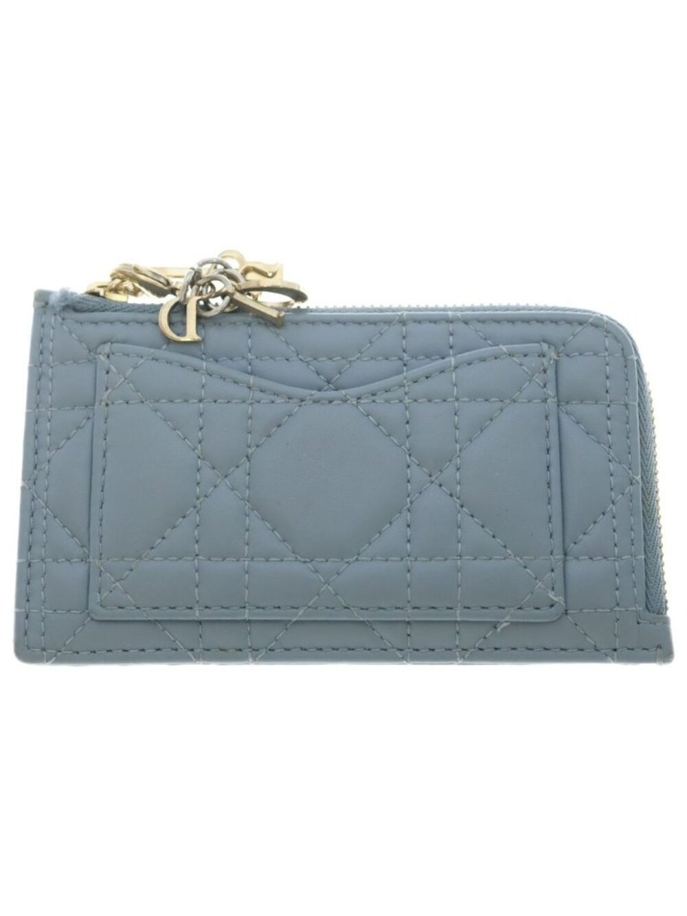 Dior Lady Cannage Fragment Card Case Blue